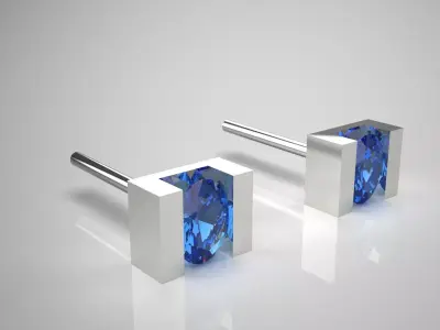 Modern Design Sapphire Stud stl Earrings Model 3D print model
