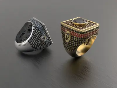 Men ring with gems 3D print model