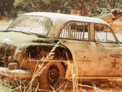 Police Chrysler Newyorker car 1950 Low-poly 3D model