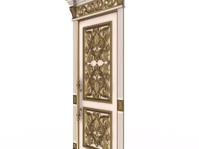 Carved Door Classic 01002 White Low-poly 3D model