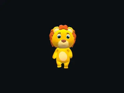 Cartoon Lion Animated Low-poly 3D model
