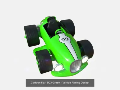 10 Cartoon Karts Green Collection - Vehicle Racing Design 3D Model Pack