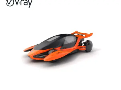 Futuristic Urban Flying Car Model Pack Low-poly 3D model