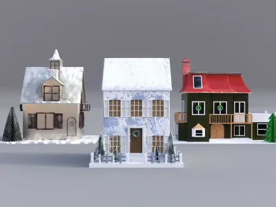 Putz House Christmas Low-poly 3D model