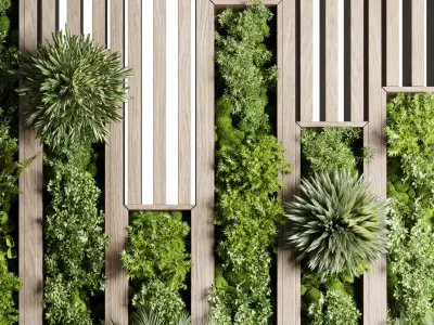 Wooden frame Vertical plant and moss garden wall decor box 67 Low-poly 3D model