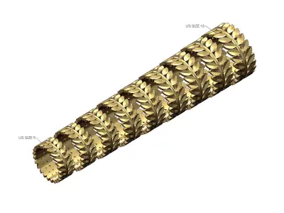 Double row eternity leaf motif band US size 5to13 3D print model
