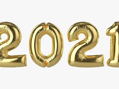 Foil balloon 2021 year numbers 3D model