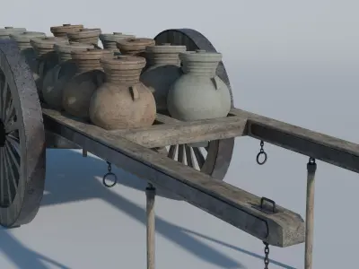 Cart of jars Low-poly 3D model
