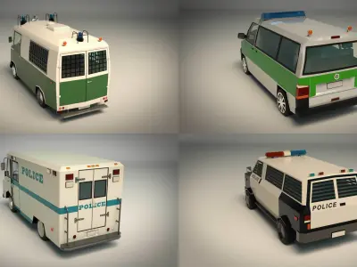 Low Poly Police Van Pack