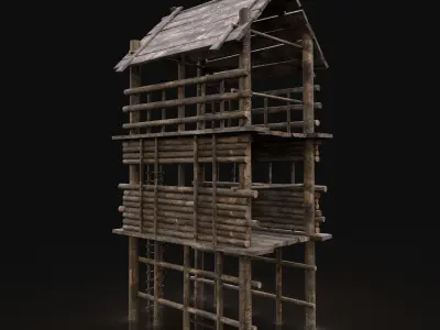 Next Gen AAA Forest Wooden Watchtower Free low-poly 3D model