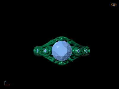 Vintage ring 65mm diamond 3D print model