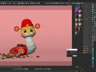 Snake Year IP Cute Q-version Snake Chinese Zodiac Snake 3D model