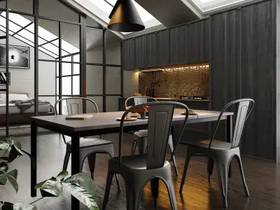 Loft Interior Scene In Native Blend File by VIZFROMBLENDER 3D model