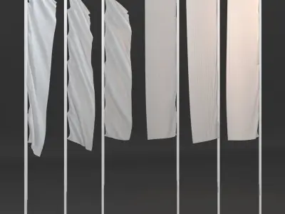 Animated Flagpoles 3D model