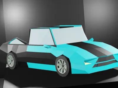 Lowpoly Sport Car - Type 2 - Light Blue Low-poly 3D model