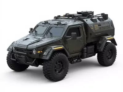 Luxury Tactical Armored Military Car 3D Model Low-poly 3D model