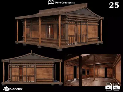 Medieval Houses 25- 4K Textures Game Ready Low-poly 3D model