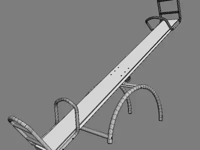 Child Playground Wooden Swing 5 3D model