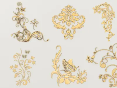 2 sets of decorative ornaments 3D model