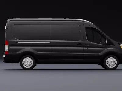 Transit Van Long Truck Black 3D model