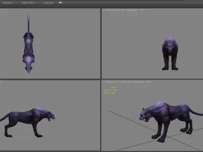 Cartoon black panther Low-poly 3D model