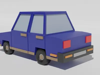 Low poly Cartoon car Low-poly 3D model