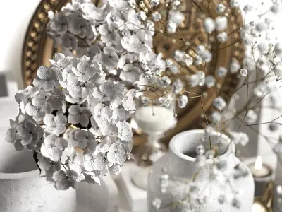 Decorative set in white colors 3D model