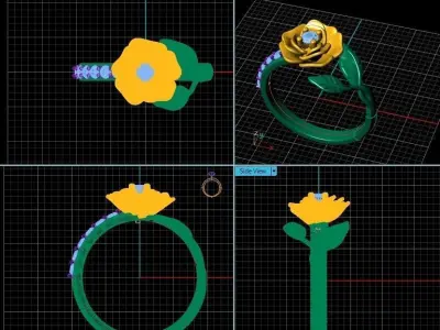 flower ring 3D print model