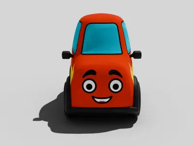 Cartoon Flame Car - Stylized Rigged 3D Model Low-poly 3D model