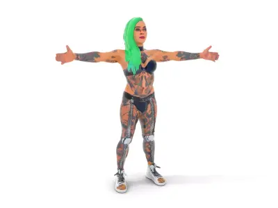 Neon Cyberpunk Warrior model pack Low-poly 3D model