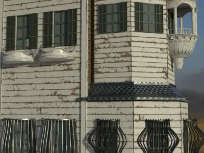 white wooden house 3D model