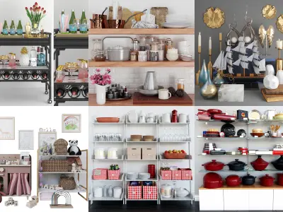 A huge collection of models with furniture decor and other decor 3D model