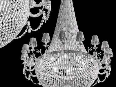 Large classic brass and crystal chandelier 3D model