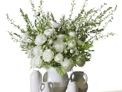 Flower Set 086 ranunculus 3D model