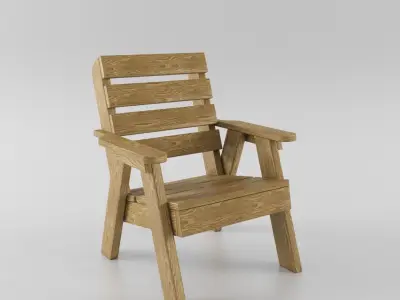 Lawn chair and table 3D model