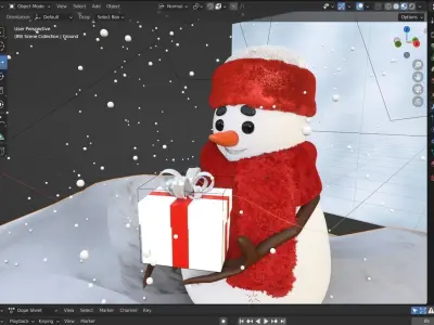 Animated Snowman GiftBox 3D model
