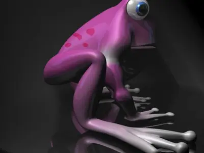 Frogs and Mosquito in a complete cartoon scene Low-poly 3D model