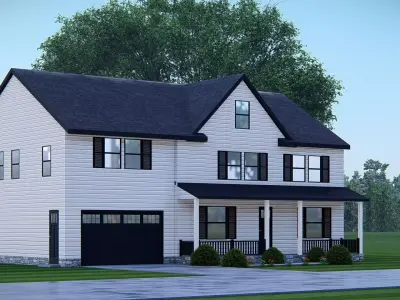 3D Model of Modern American Farmhouse Exterior  3D model