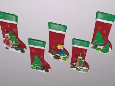 Christmas Decor Hanging Socks 3D model