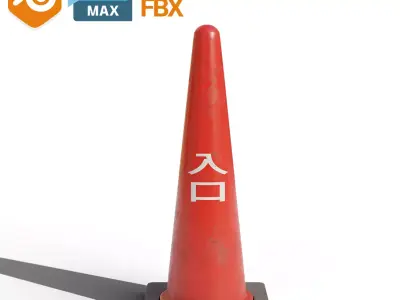 Japanese Realistic Traffic Cone Free low-poly 3D model