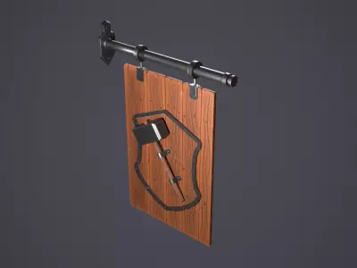 Blacksmith signboard Low-poly 3D model