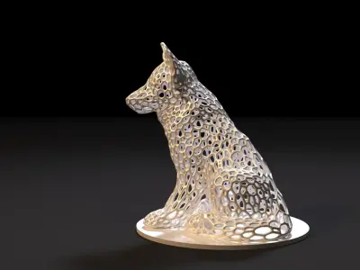 Puppy silver sculpture of dog 3D print model