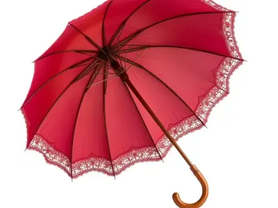 Elegant Red Parasol model pack Low-poly 3D model