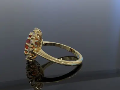 Golden Oval Stone Engagement Ring 3D Model 3D print model