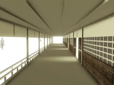 Chinese Hallway Free 3D model