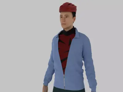 Skateboarding Character Low-poly 3D model