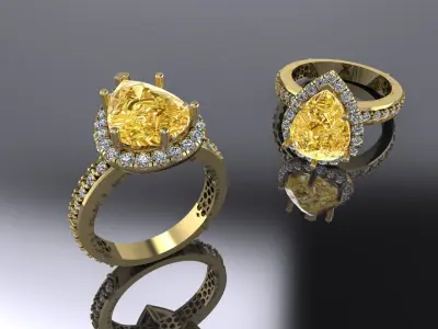 Jewelry Ring Gold Pear 3D print model