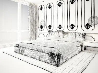 Modern bedroom interior 3D model