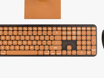 Wireles Computer Set Keyboard Mouse Monitor Cafe Noir Version 3D model