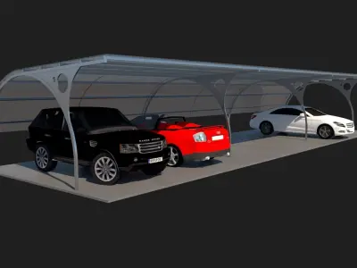 Metal Carport 3D model Free 3D model